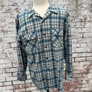 Pendleton Beige and Blue Checkered Men's Shirt